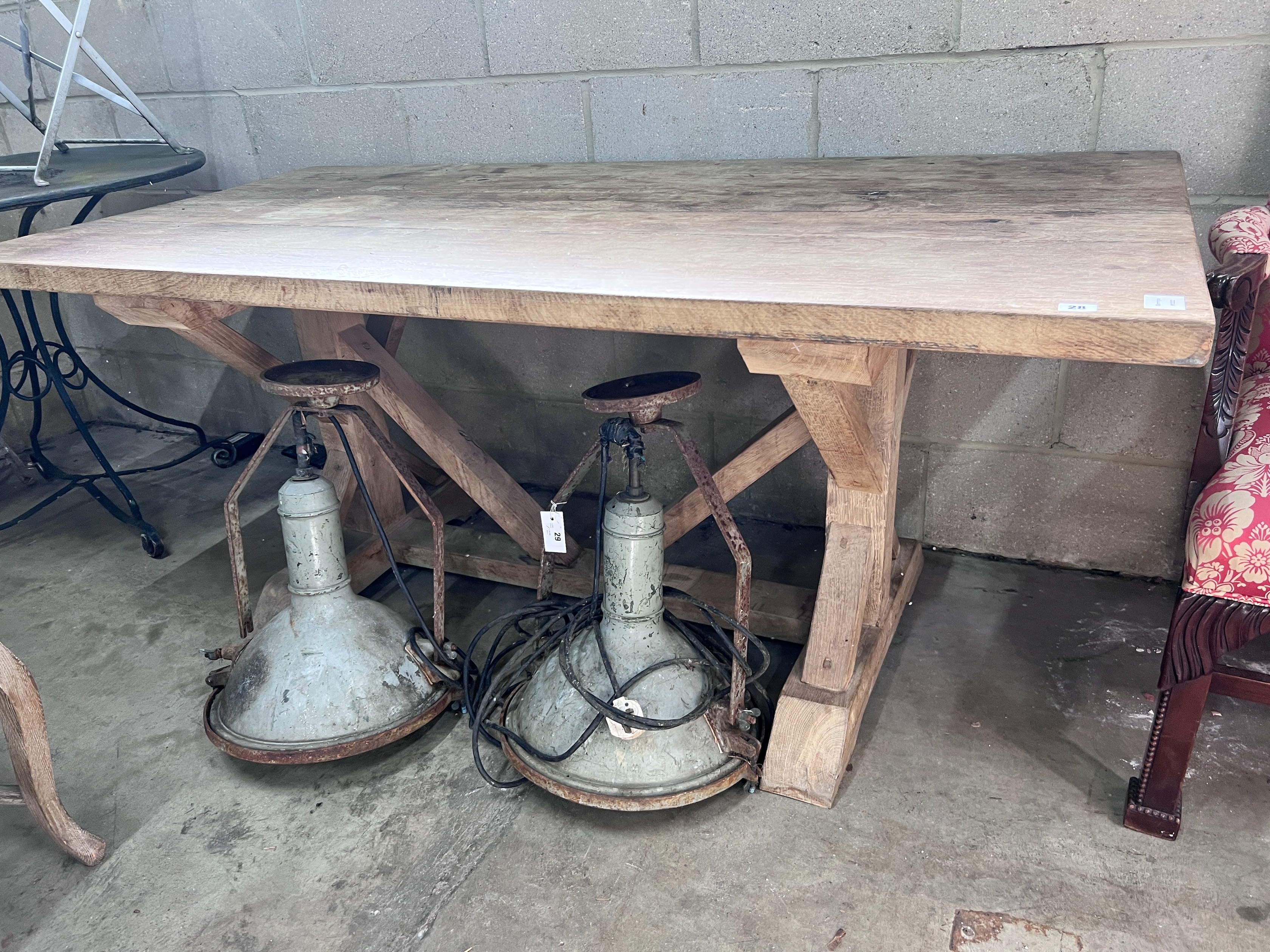 An 18th century pale oak rectangular refectory dining table, length 174cm, width 87cm, height 75cm *Please note the sale commences at 9am.